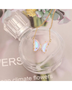 Elegant Plating Glass Crystals Stainless Steel Necklaces Butterfly Stainless Steel Necklace 