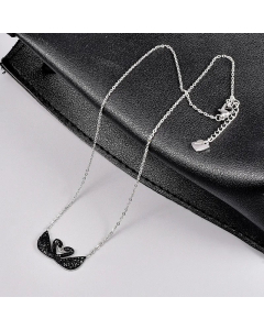 Elegant Plating Artificial Rhinestones Stainless Steel Necklaces Swan Titanium Steel Pendant Necklace -Steel Color-Black