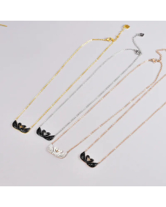 Elegant Plating Artificial Rhinestones Stainless Steel Necklaces Swan Titanium Steel Pendant Necklace 