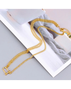 Classic Style Layered Plating Stainless Steel Necklaces U-Shaped Titanium Steel Pendant Necklace -Gold Color