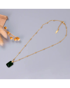 Fashion Solid Color Titanium Steel Pendant Necklace Plating Gemstone Stainless Steel Necklaces