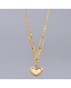 Fashion Plating Shell Stainless Steel Necklaces Heart Shape Titanium Steel Pendant Necklace 