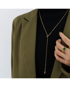 Simple Style Knot Titanium Steel Necklace Tassel Sweater Chain Necklaces