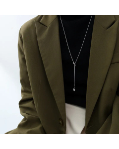 Simple Style Knot Titanium Steel Necklace Tassel Sweater Chain Necklaces