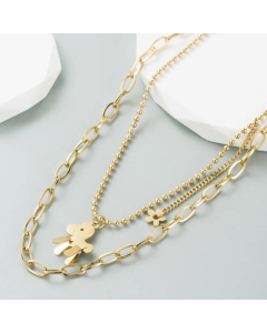 Fashion Heart Star Shape Titanium Steel Double Layer Animal Necklace 