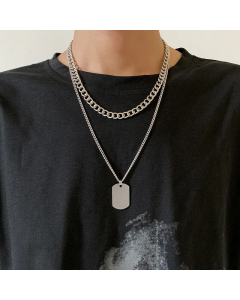 Fashion Square Tag Titanium Steel Layered Necklaces Stainless Steel Necklaces