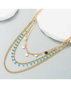 Fashion Three Layers Geometric Titanium Steel Necklace Plating Steel Necklaces
