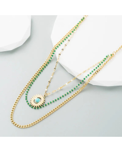Fashion Plating Turquoise Stainless Steel Necklaces Devil's Eye Titanium Steel Necklace