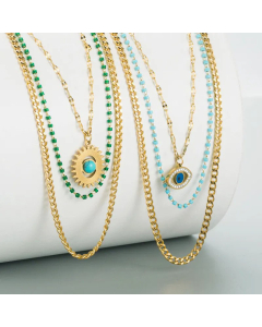 Fashion Plating Turquoise Stainless Steel Necklaces Devil's Eye Titanium Steel Necklace