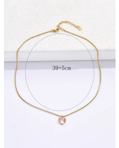 Refined Zircon Stainless Steel Necklaces Heart Shape Stainless Steel Pendant Necklace 