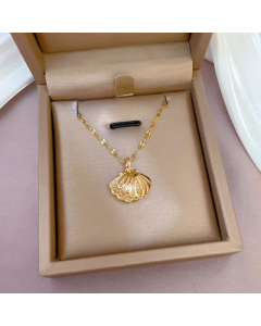 Ethnic Style Diamond Pearl Zircon Stainless Steel Necklaces Shell Titanium Steel Necklace Star Chain 