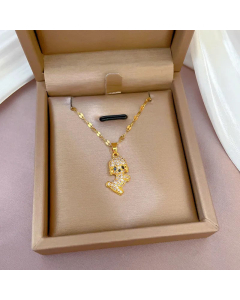 Cute Dog Titanium Steel Necklace Lip Chain Diamond Zircon Stainless Steel Necklaces