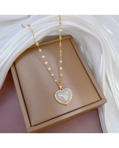 Fashion Diamond Artificial Pearls Stainless Steel Necklaces Heart Shape Titanium Steel Necklace Star Chain 
