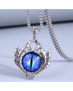 Retro Geometric Devil's Eye Stainless Steel Patchwork Resin Necklace Colorza