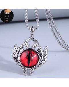 Retro Geometric Devil's Eye Stainless Steel Patchwork Resin Necklace Colorza