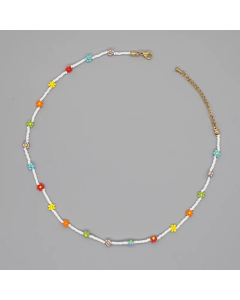 Fashion Flower Stainless Steel Beaded Stainless Steel Necklace