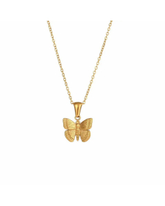 Baroque Style Plating Stainless Steel Necklaces Butterfly Stainless Steel Pendant Necklace 