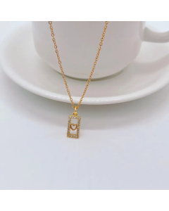 Retro Devil's Eye Palm Titanium Steel Necklace Inlay Rhinestone Moon Animal Stainless Steel Necklaces