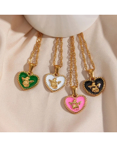 Fashion Plating Stainless Steel Necklaces Heart Shaped Stainless Steel Pendant Necklace 