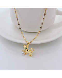 Fashion Inlay Rhinestone Stainless Steel Necklaces Dragonfly Elephant Titanium Steel Necklace 