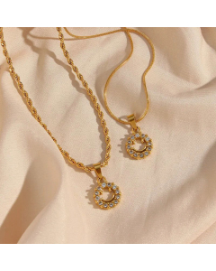 Fashion Hollow Smiley Face Stainless Steel Pendant Necklace Plating Zircon Stainless Steel Necklaces