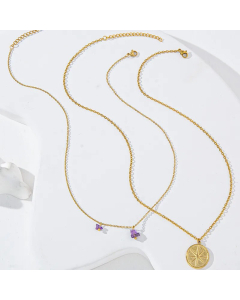 Classical Layered Necklaces Plating Stainless Steel Necklaces Eight Awn Star Stainless Steel 