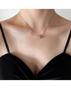 Roman Style Plating Zircon Stainless Steel Necklaces Geometric Titanium Steel Pendant Necklace 