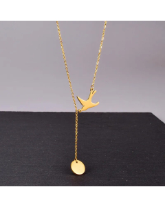 Simple Style Round Bird Titanium Steel Pendant Necklace Plating Stainless Steel Necklaces