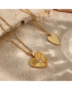 Fashion Heart Shape Stainless Steel Necklace Inlaid Zircon Stainless Steel Necklaces