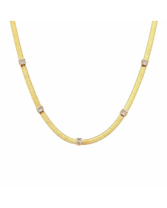 Retro Square Oval Transparent Zircon Blade Chain Stainless Steel Necklace Wholesale