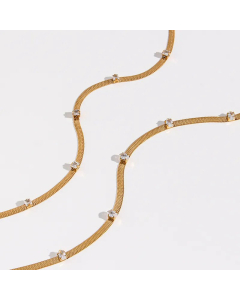 Retro Square Oval Transparent Zircon Blade Chain Stainless Steel Necklace Wholesale