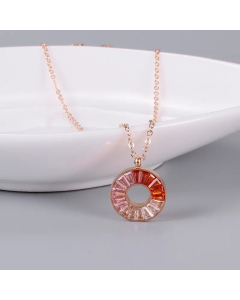 Simple Style Inlaid Artificial Gemstones Fine Necklaces Round Titanium Steel Pendant Necklace Plating 