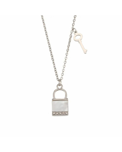 Basic Plating Zircon Stainless Steel Necklaces Key Lock Stainless Steel Necklace 