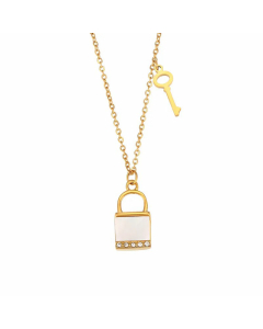 Basic Plating Zircon Stainless Steel Necklaces Key Lock Stainless Steel Necklace 