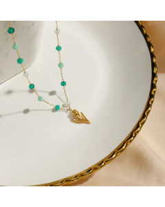 Fashion Colorful Beads Tulip Pendant Necklace Inlay Beads Stainless Steel Necklaces