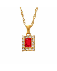 Ethnic Style Inlaid Zircon Stainless Steel Necklaces Square Stainless Steel Necklace 