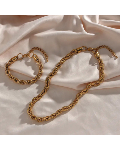 8mm Thick Hemp Flowers Chain Necklace Twist Plating Stainless Steel Necklace