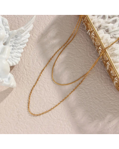 Fine Jewelry Solid Color Double-Layer O-Shaped Chain Snake Chain Stitching Necklace 