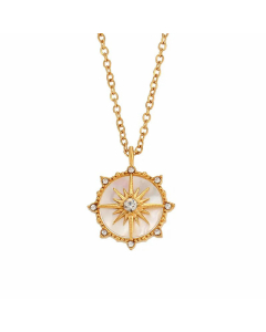 Casual Inlay Shell Zircon Stainless Steel Necklaces Round Star Stainless Steel Necklace 