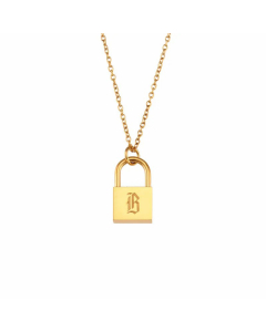 Fashion Lock With Letter Stainless Steel Necklace Plating Stainless Steel Necklaces
