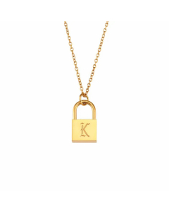 Fashion Lock With Letter Stainless Steel Necklace Plating Stainless Steel Necklaces