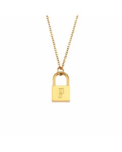 Fashion Lock With Letter Stainless Steel Necklace Plating Stainless Steel Necklaces