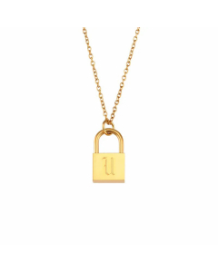 Fashion Lock With Letter Stainless Steel Necklace Plating Stainless Steel Necklaces