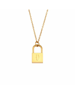 Fashion Lock With Letter Stainless Steel Necklace Plating Stainless Steel Necklaces