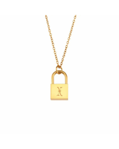 Fashion Lock With Letter Stainless Steel Necklace Plating Stainless Steel Necklaces