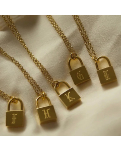 Fashion Lock With Letter Stainless Steel Necklace Plating Stainless Steel Necklaces