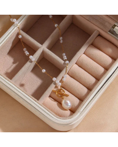 Elegant Baroque Pearl OT Buckle Sweater Chain Inlay Artificial Pearls Stainless Steel Necklaces