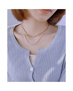 Fashion Layered Plating Zircon Stainless Steel Necklaces Geometric Stainless Steel Imitation Pearl Necklace