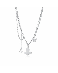 Casual Butterfly Stainless Steel Pendant Necklace Layered Plating Stainless Steel Necklaces