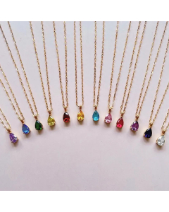 Fashion Plating Zircon Fine Steel Necklaces Water Drops Stainless Steel Necklace